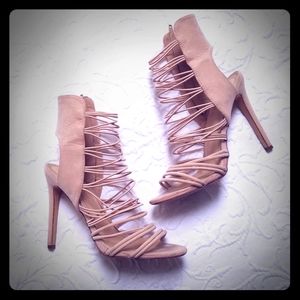 Olivia Jaymes Nude Strappy Heels